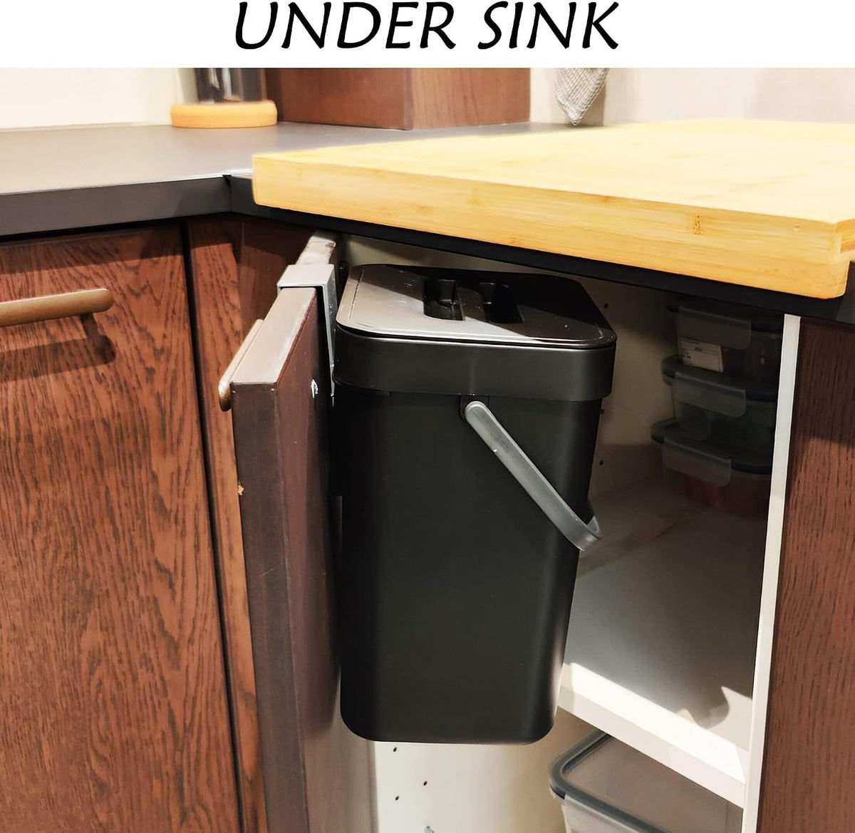 stonespace Kitchen Compost Bin 1.3 Gal Hanging Under Sink Trash Can,Black