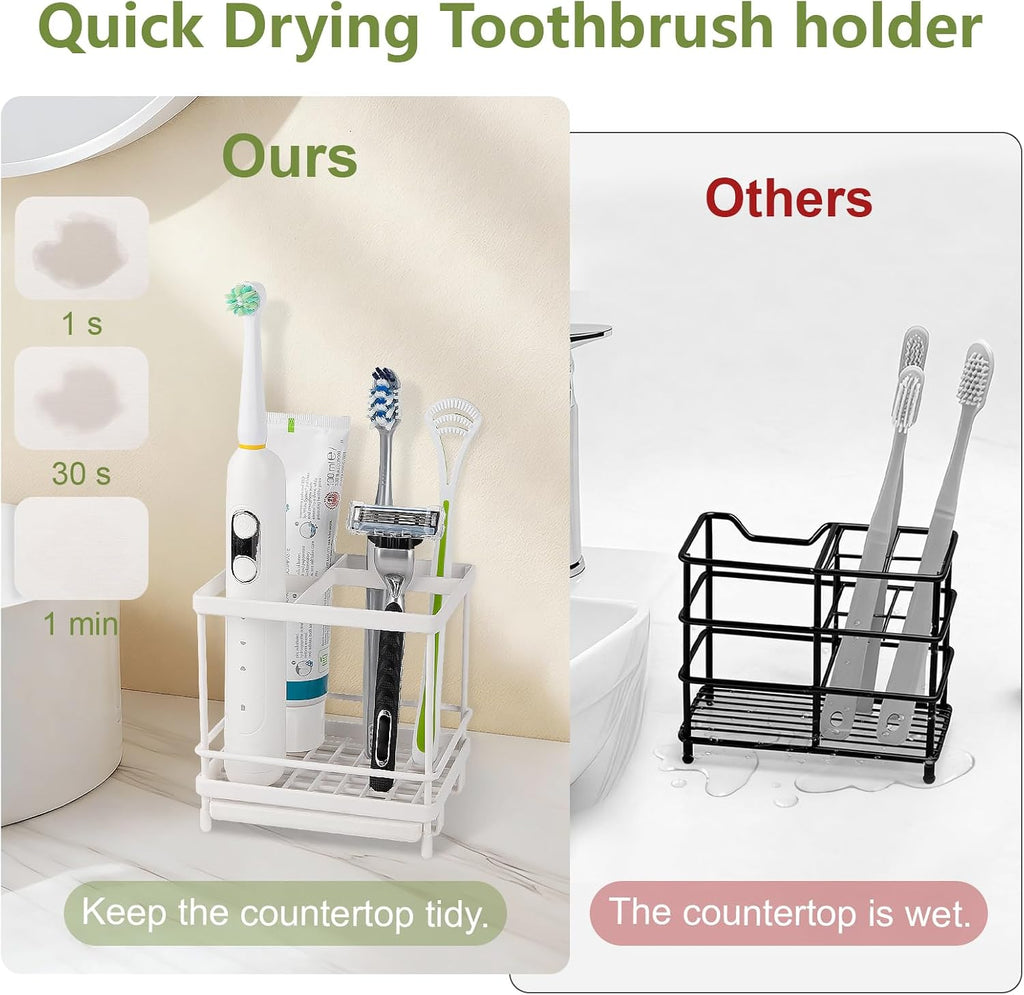 Electric Toothbrush Holders for Bathrooms Toothpaste Organizer, White