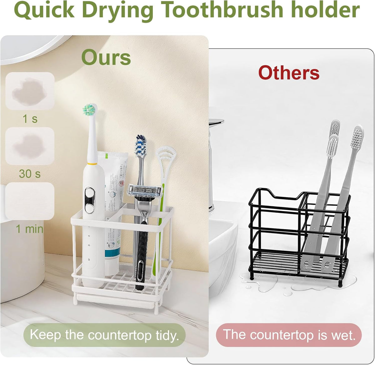 Electric Toothbrush Holders for Bathrooms Toothpaste Organizer, White