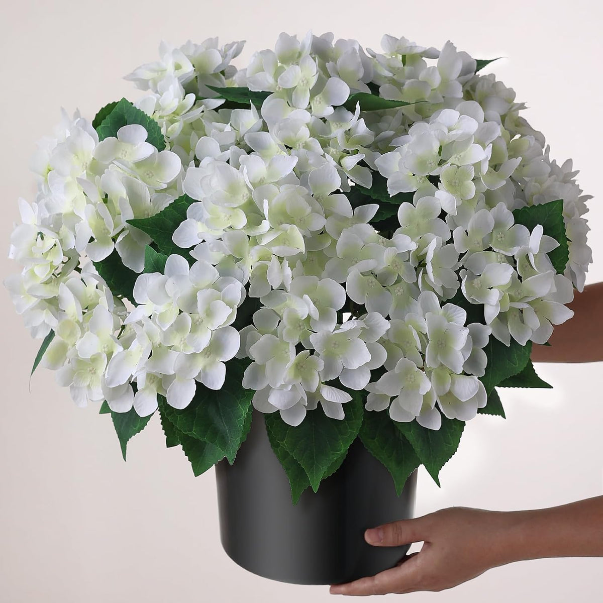 2 Sets Artificial Hydrangea Flower Topiary Ball Trees for Porch (White)