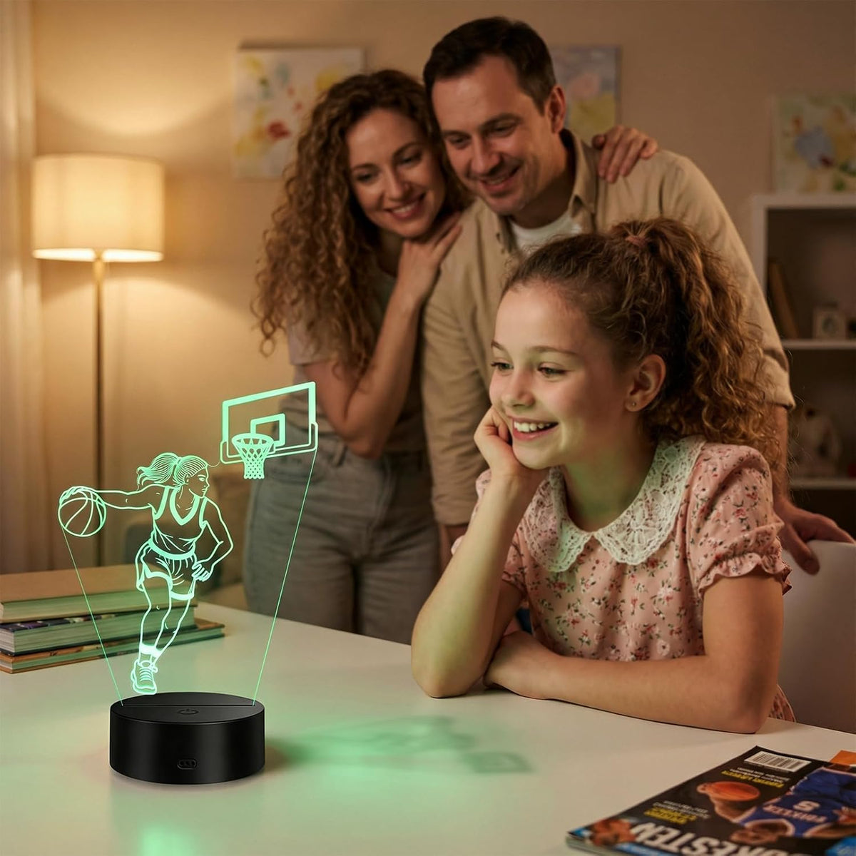 Basketball Gifts for Girls, Female Basketball Player Night Light