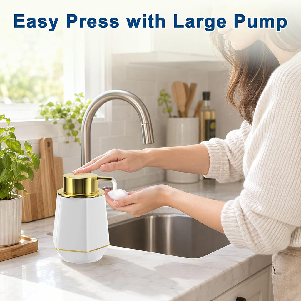 Natheeph 12oz Ceramic Foaming Soap Dispenser for Bathroom Kitchen Liquid