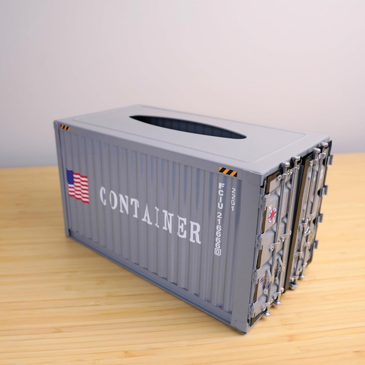 Shipping Container Tissue Box Cover – Sturdy All-Metal Construction, Fits XL US Tissue Boxes – Industrial Decor for Homes, Offices, Restaurants & Man Caves (Cement Grey)