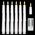Dripless Flameless Taper Candles 9.6", Battery Operated LED Candles with Remote and Timer, Unique Candlesticks with 3D Flame for Wedding Decor, 6 Pack White