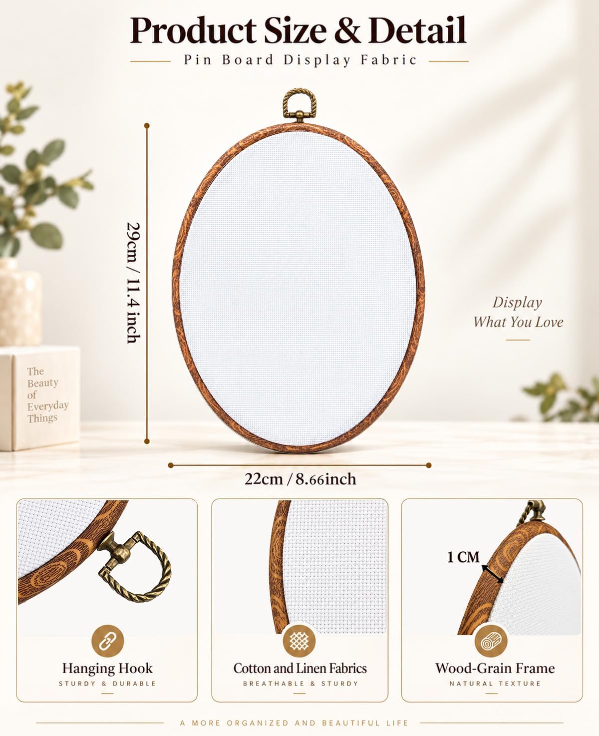 Pin Board Display, Wall Enamel Pin Brooch Holder Fabric 11.4" x 8.66" White