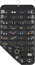 1 Pack Hanging Jewelry Organizer, 80 Clear Pockets Earring Storage