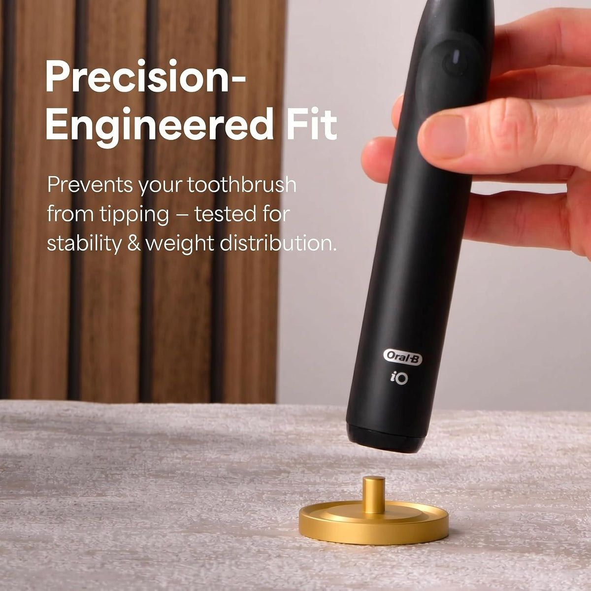 Gold Oral-B Compatible Electric Toothbrush Holder for Bathroom, Aluminum Oral B Toothbrush Holder with Hygienic Drip Capture Stops Toppling with Metal Toothbrush Stand, Matte Gold - Pack of 1