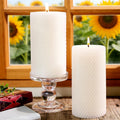 Beeswax Candles Pillar 3x6 Inch 2 Pack, Honeycomb Decor