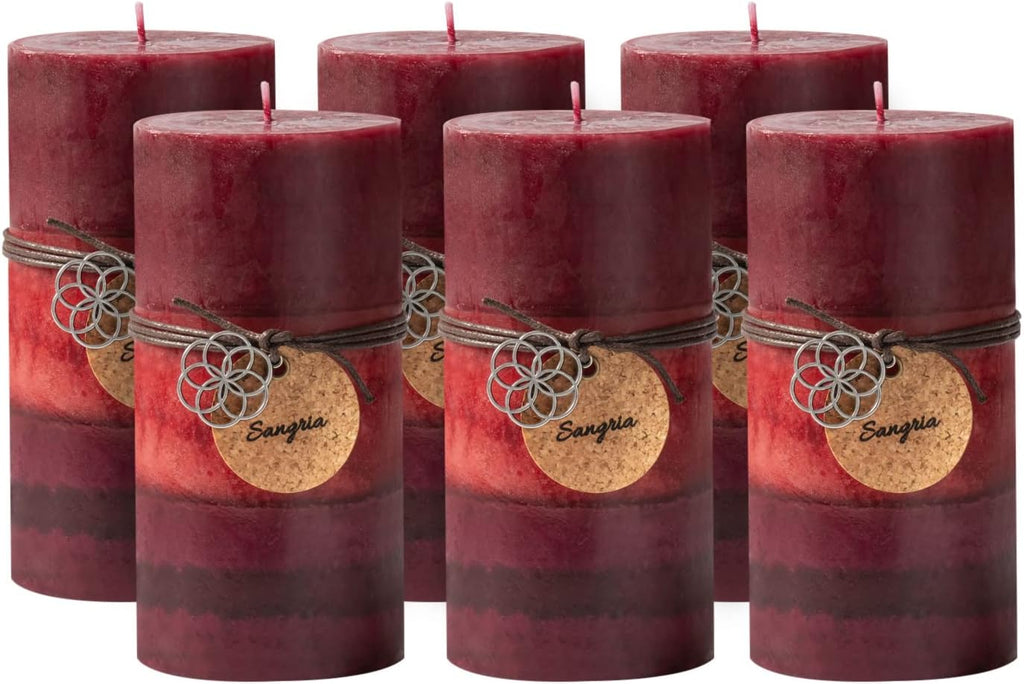 Royal Imports Christmas Candles 6" Red Sangria Ombre Pillar Candles 6PCS