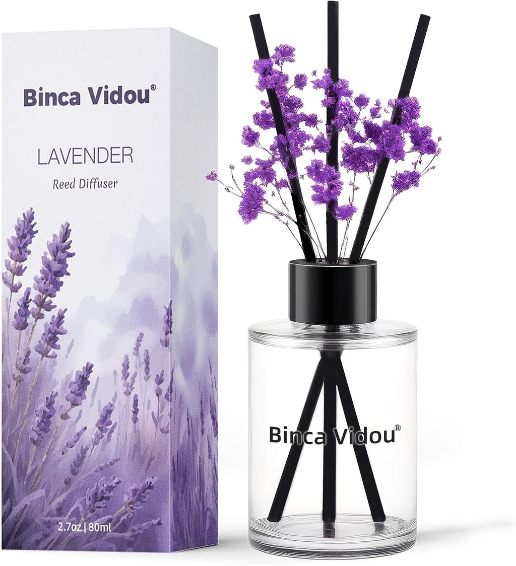 Reed Diffuser, Binca Vidou Lavender Scent Oil Diffusers Set for Home 2.7oz