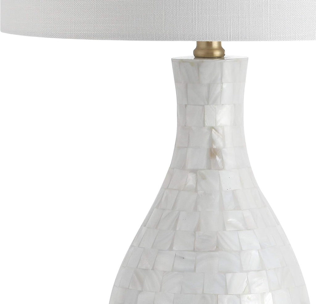 JONATHAN Y Josephine 26.5" Mother of Pearl Seashell Table Lamp, White