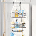 Consumest Over The Door Shower Caddy - 3 Tier Shower Organizer Hanging with Soap Holders, Large Capacity Shower Shelves with 6 Hooks, Bathroom Rack and Storage, Satin Nickel