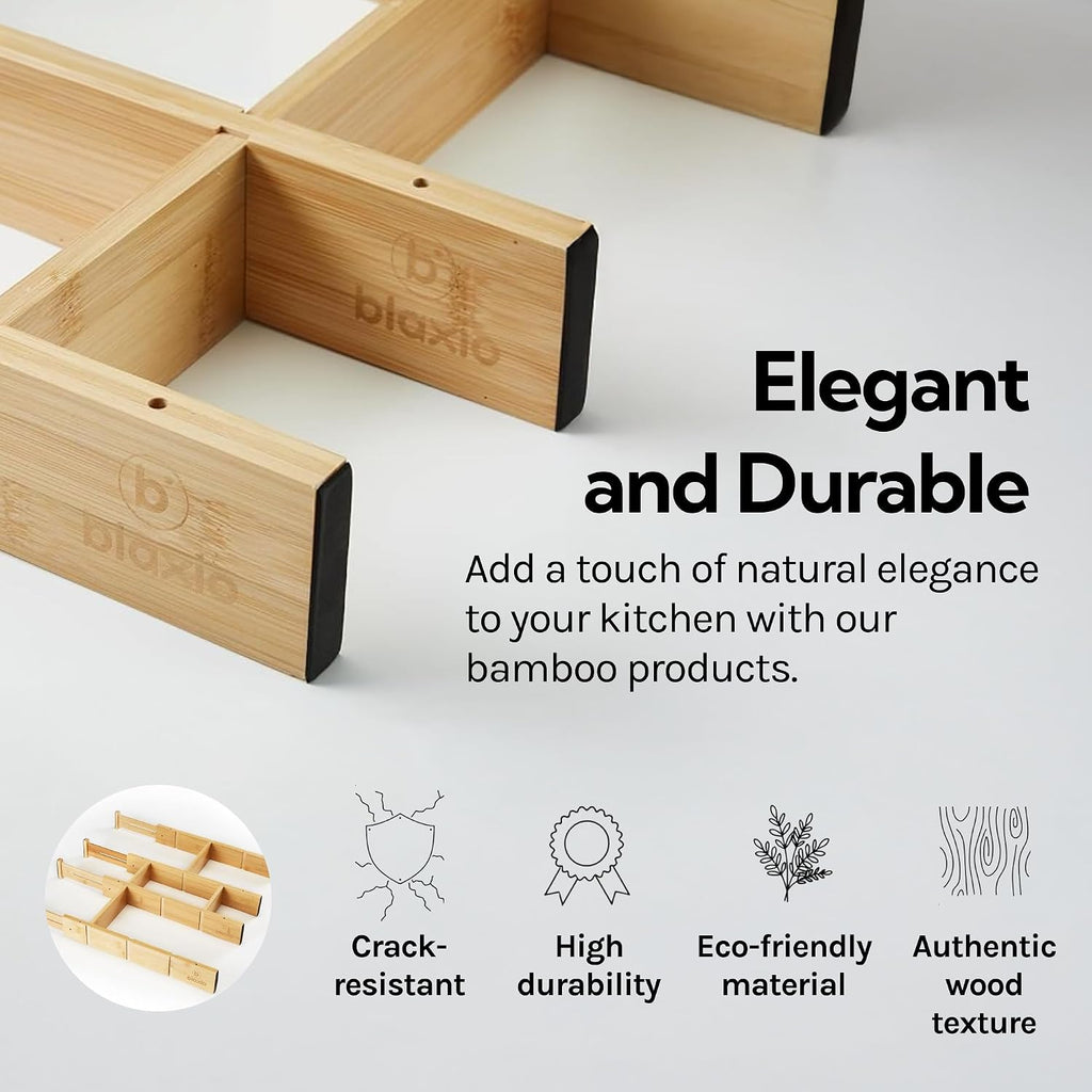 Adjustable Drawer Dividers Pack of 4 with Inserts, Set Kitchen Drawer Organizer for Utensils, Spice Organization, Deep Drawers and Baby Clothes