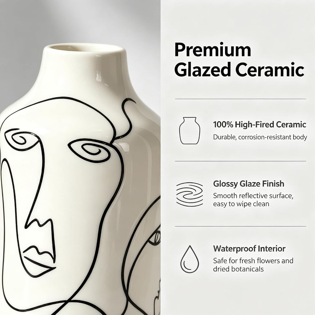 Kimdio Ceramic Vase for Home Decor, Abstract Irregular Design Flower Vase, Living Room Decor Minimalist Decorative Vases for Pampas Grass