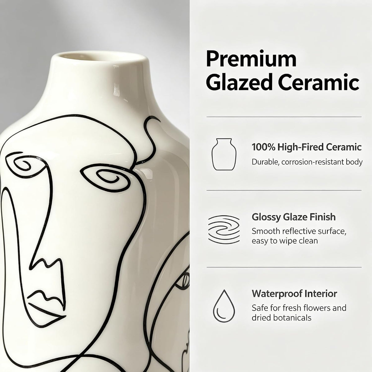 Kimdio Ceramic Vase for Home Decor, Abstract Irregular Design Flower Vase, Living Room Decor Minimalist Decorative Vases for Pampas Grass