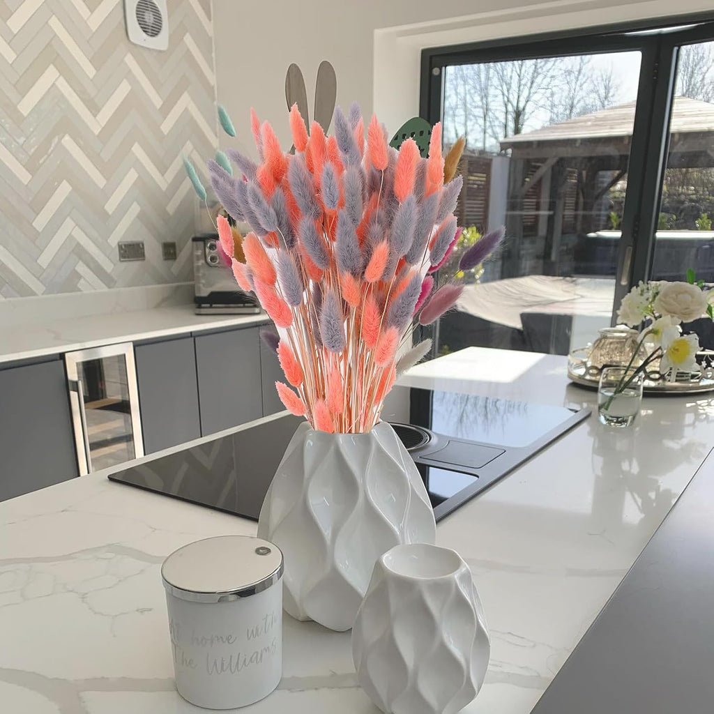 100 Pcs Pink and Grey Bunny Tails Dried Flowers