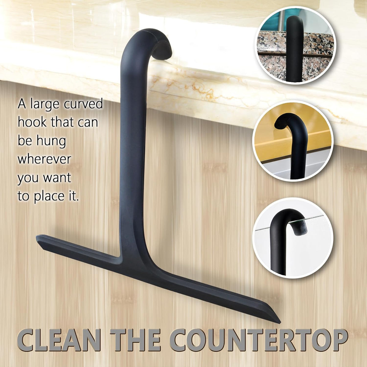 Squeegee Shower with Hook, 11 Inch Silicone Glass Cleaner