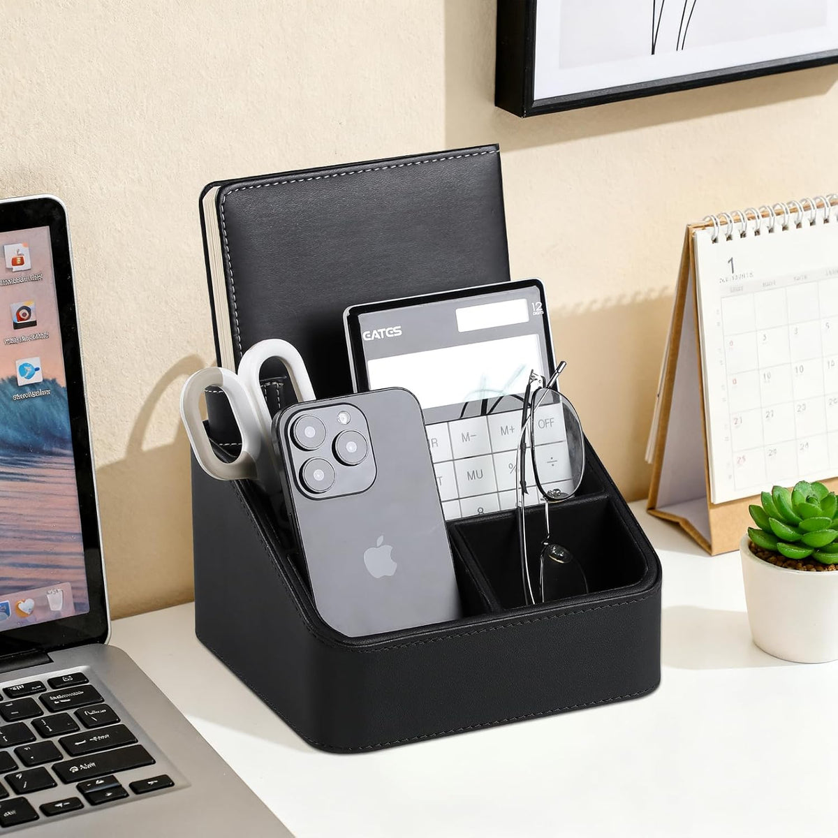 Remote Control Holder, Nightstand Organizer, Desk Caddy (Black)