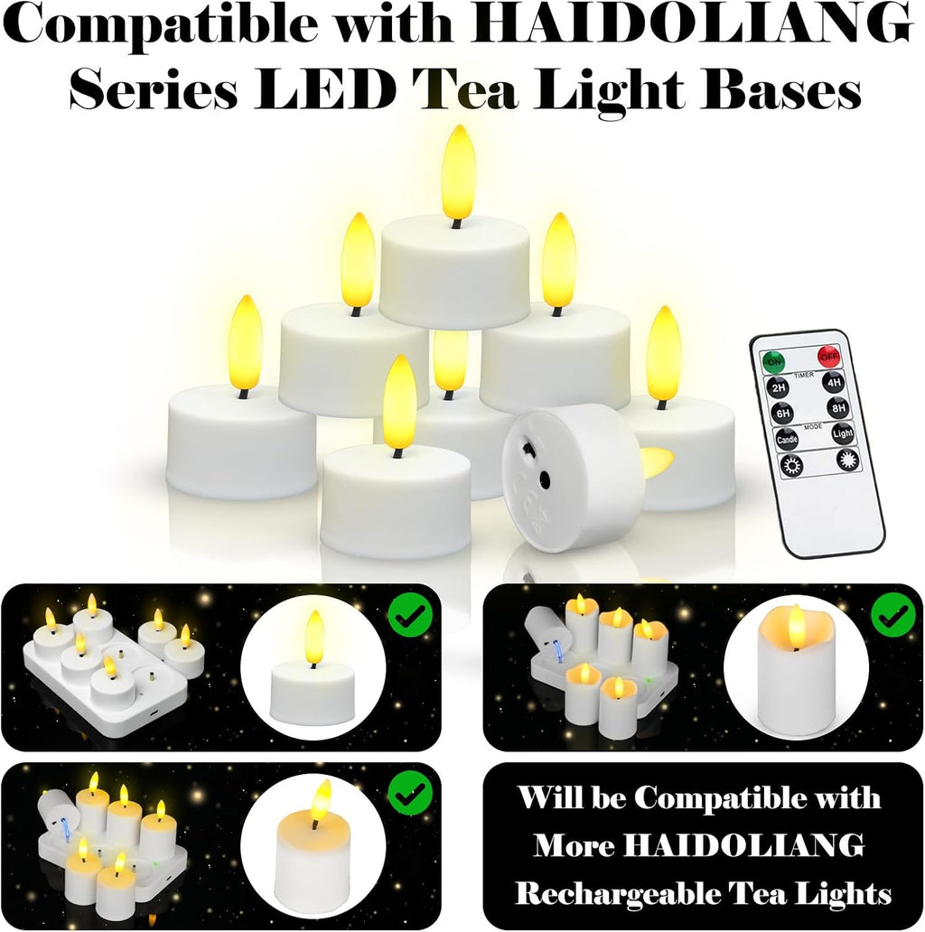 Rechargeable Tea Lights with Remote Timer (6PCS-Charging Base not Included)