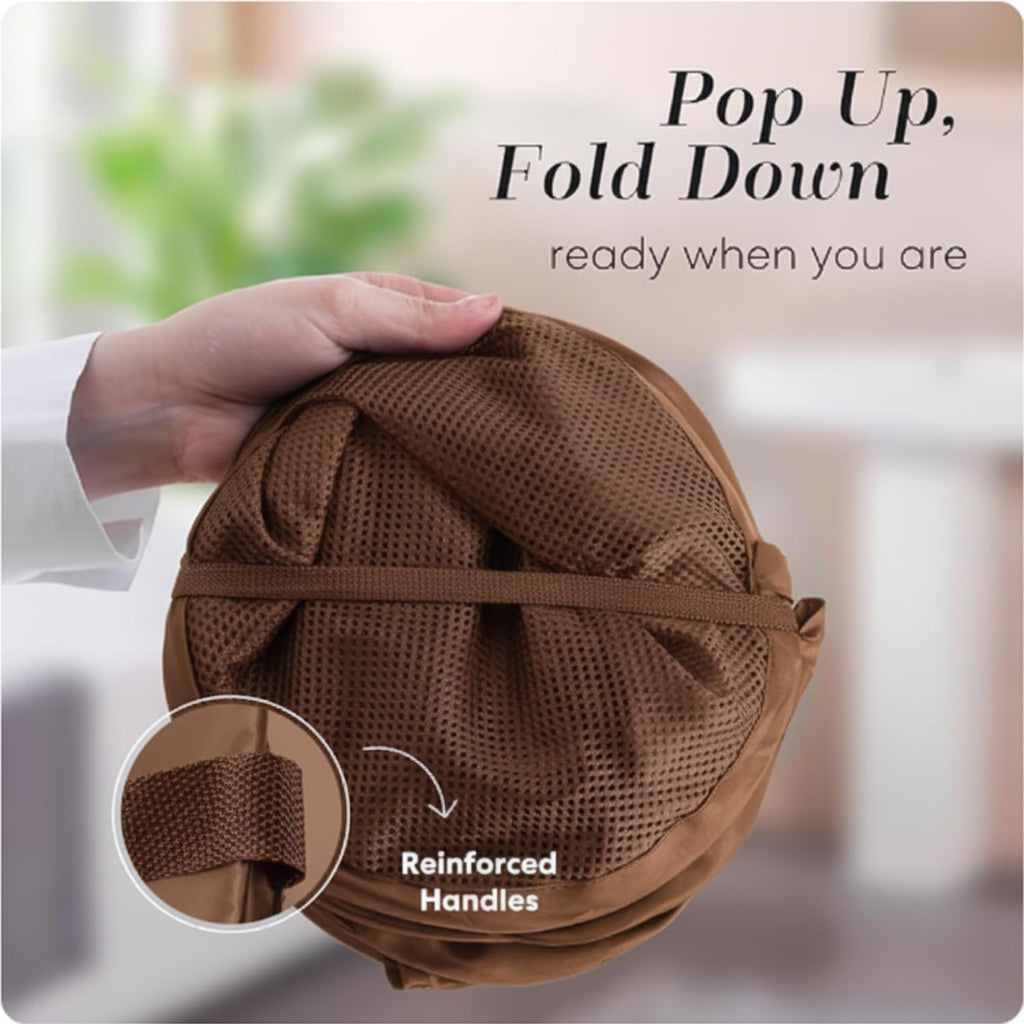 Handy Laundry Collapsible Mesh Pop Up Laundry Hamper with Side Pocket