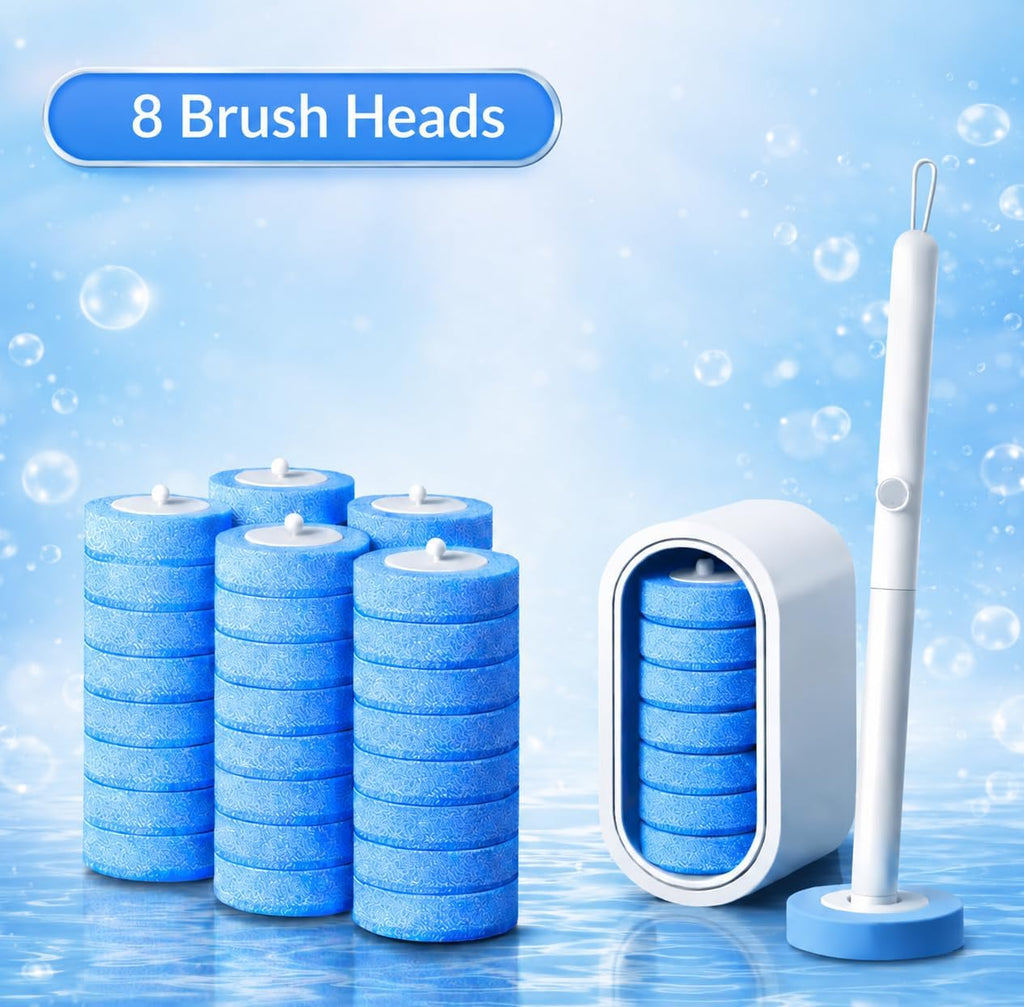 Disposable Toilet Brush, Toilet Wand Cleaning Kit with 8 Refills