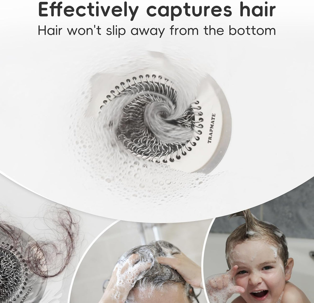 TRAPMATE 2 Pack Bathtub Drain Hair Catcher Shower Drain Cover Protector
