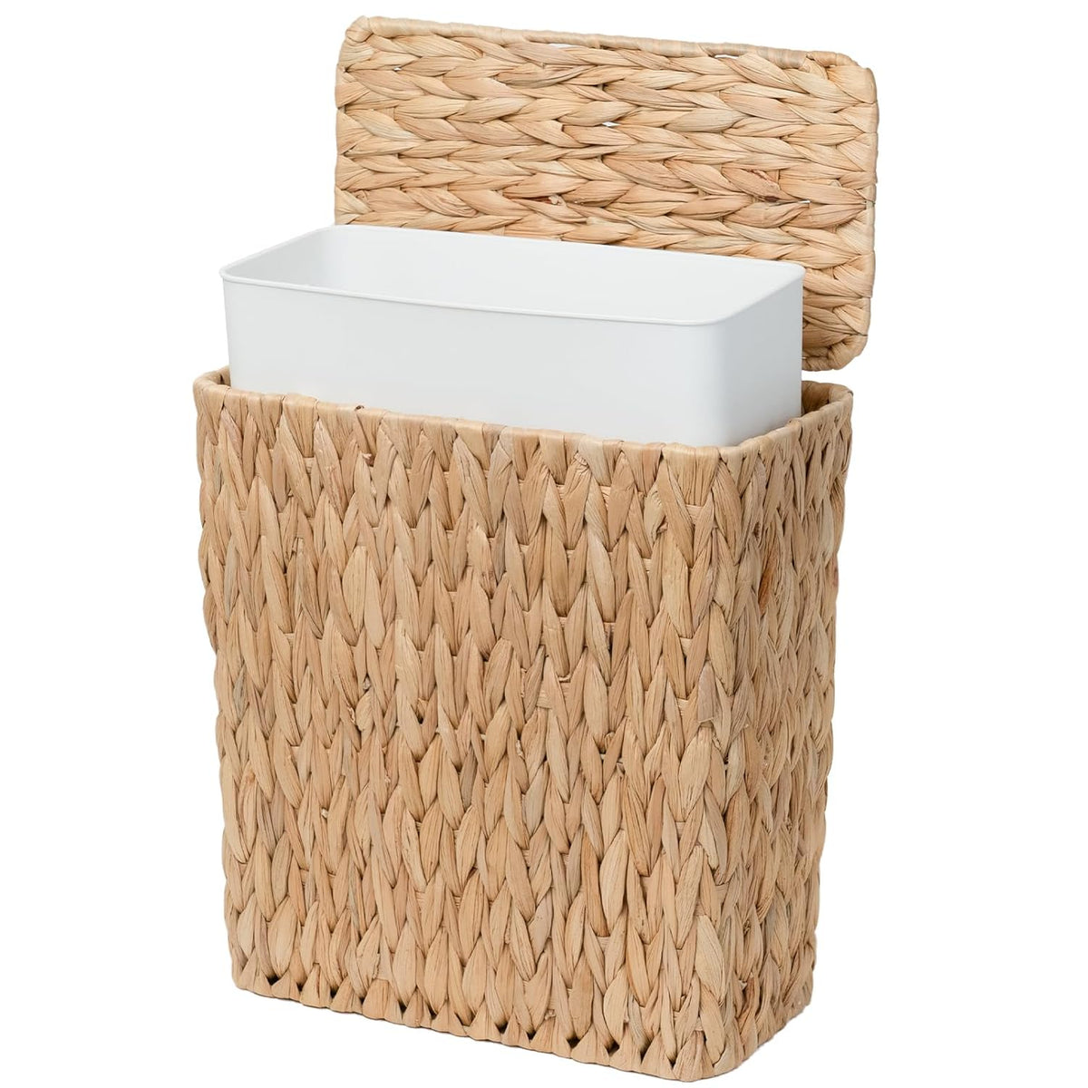 Coeusy Wicker Trash Can, Small Bathroom Trash Can with Lid, 3 Gallon