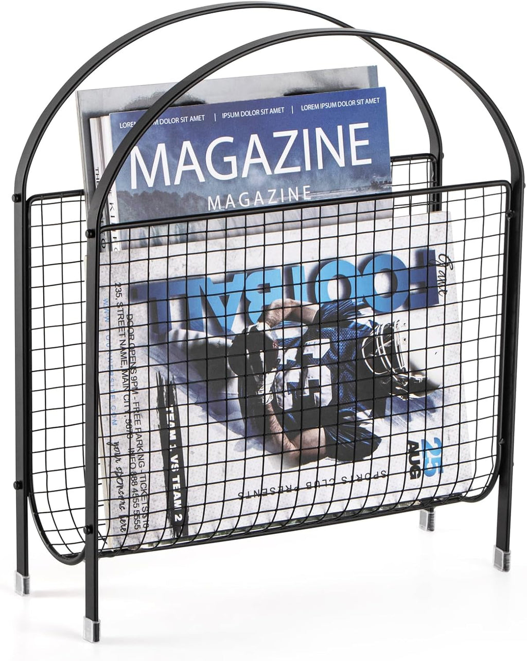 ANBOXIT Magazine Rack Floor, Slim Metal Magazine Holder - Black