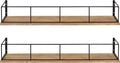 Kate and Laurel Benbrook 24 inch 2-Pack Wood and Metal Floating Wall Shelves, Rustic Brown and Black