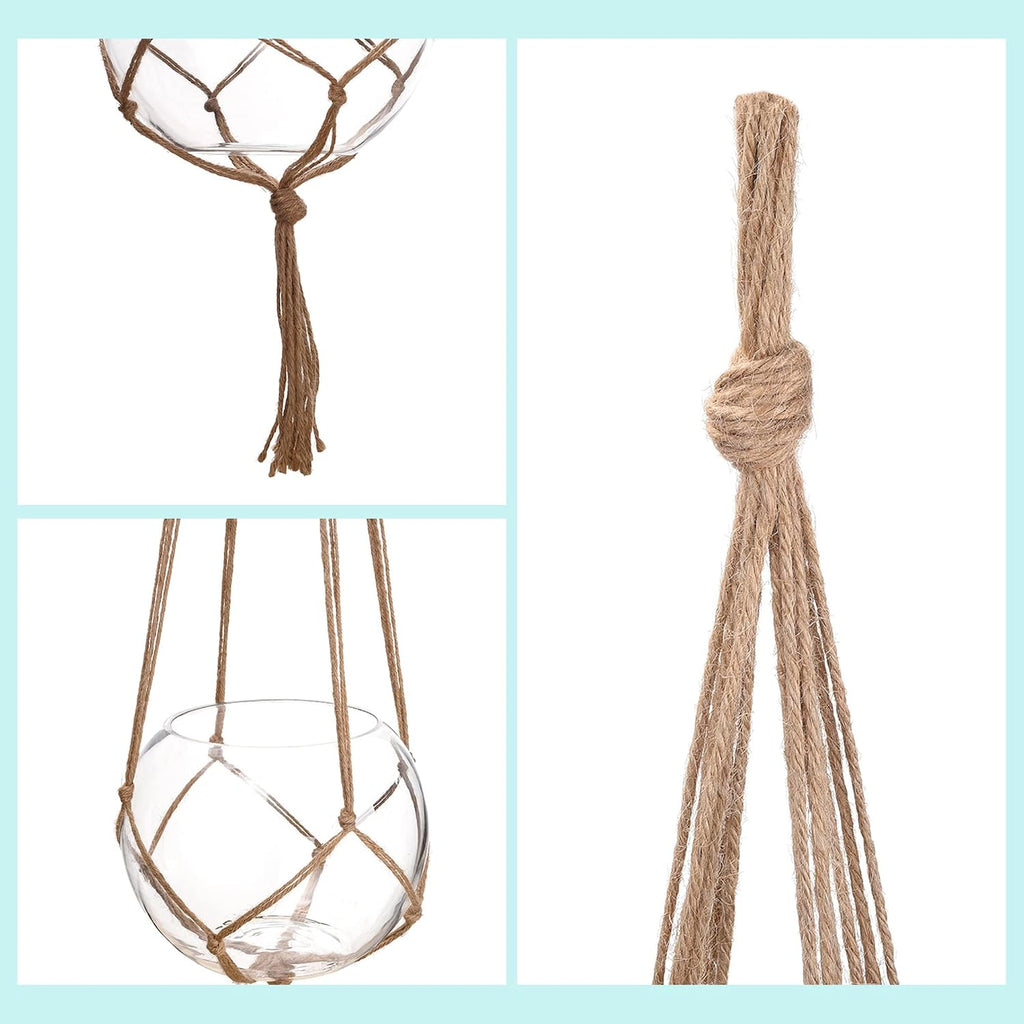 EBOOT 2 Pack 48 Inch Macrame Plant Hanger, Linen Color, 4 Legs