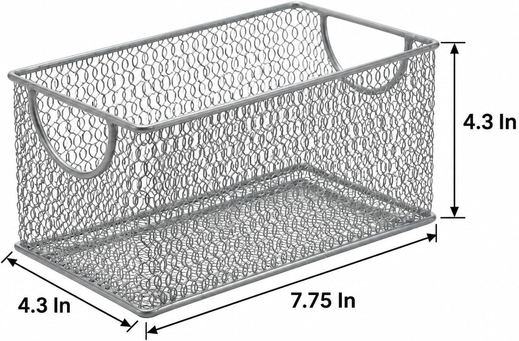 Ybm Home Mesh Storage Box, Silver Mesh Great for School Home or Office Supplies, Books , Computer Discs and More 2302 (1, Zip Box- 8 X 4.5 X 4.8 Inches)