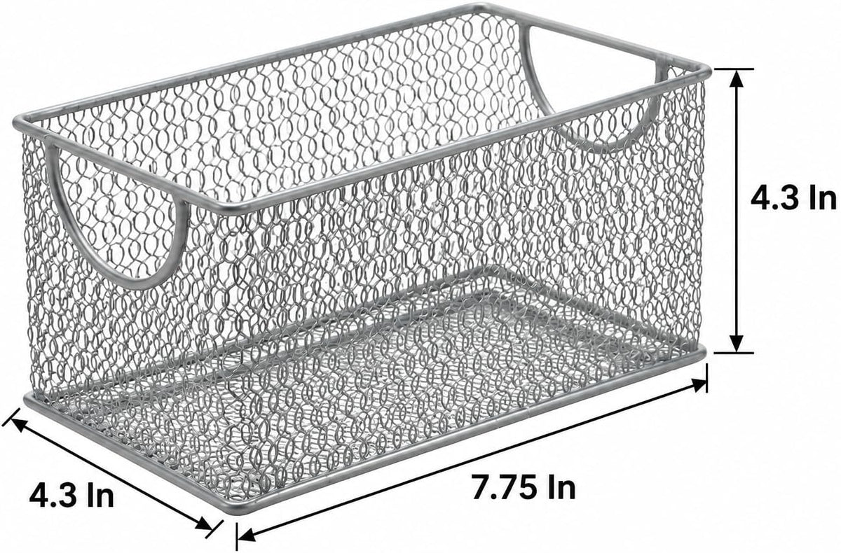 Ybm Home Mesh Storage Box, Silver Mesh Great for School Home or Office Supplies, Books , Computer Discs and More 2302 (1, Zip Box- 8 X 4.5 X 4.8 Inches)