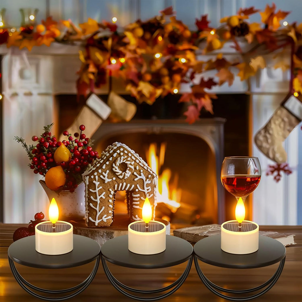 Yme Solar Tea Lights Outdoor Waterproof, Rechargeable Flameless Candles