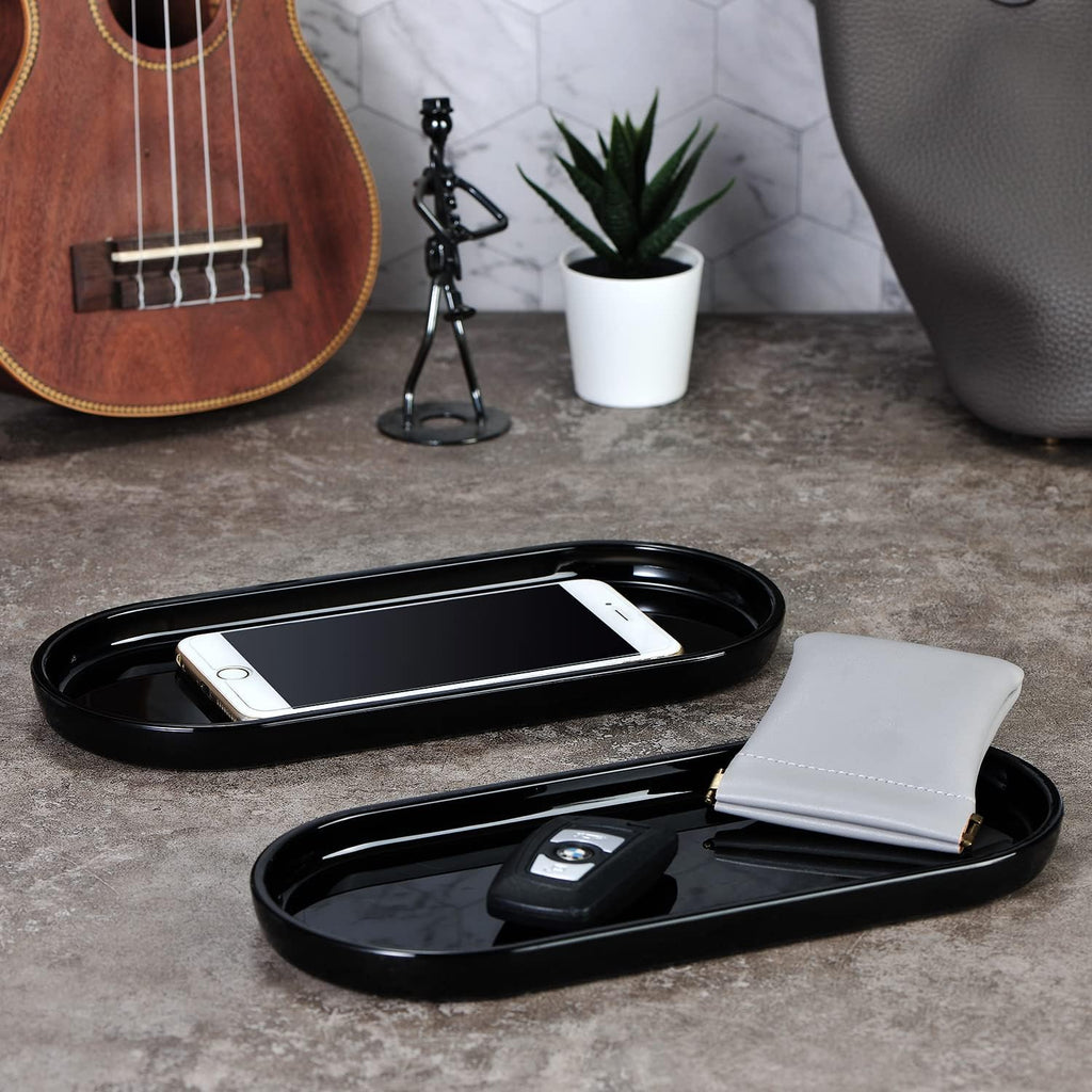 SheeChung Acrylic Vanity Tray, Bathroom Makeup Organizer Countertop, Black