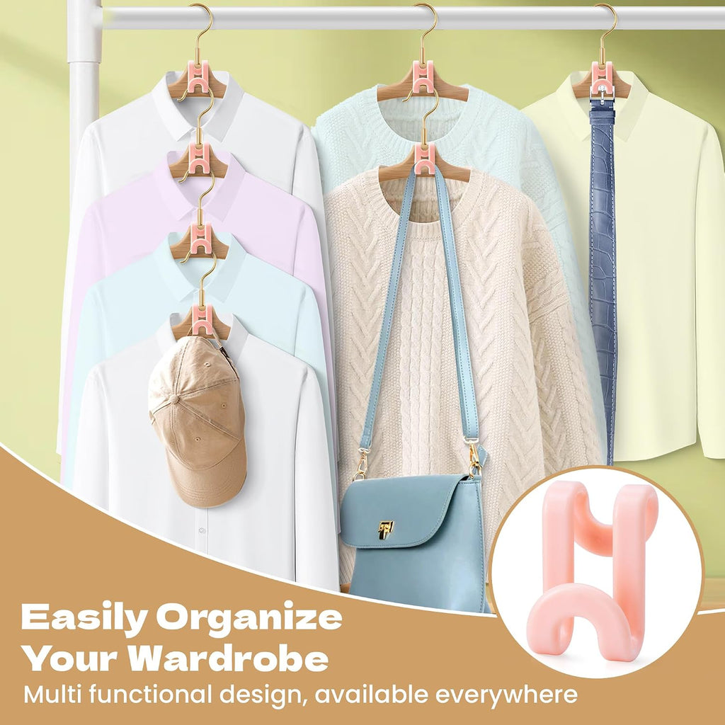 Mlici 60pc Space-Saving Hanger Hooks, Hanger Connector Hooks for Dorm, Pink