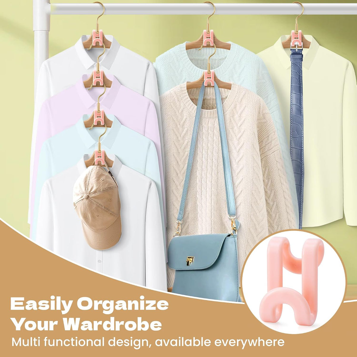 Mlici 60pc Space-Saving Hanger Hooks, Hanger Connector Hooks for Dorm, Pink