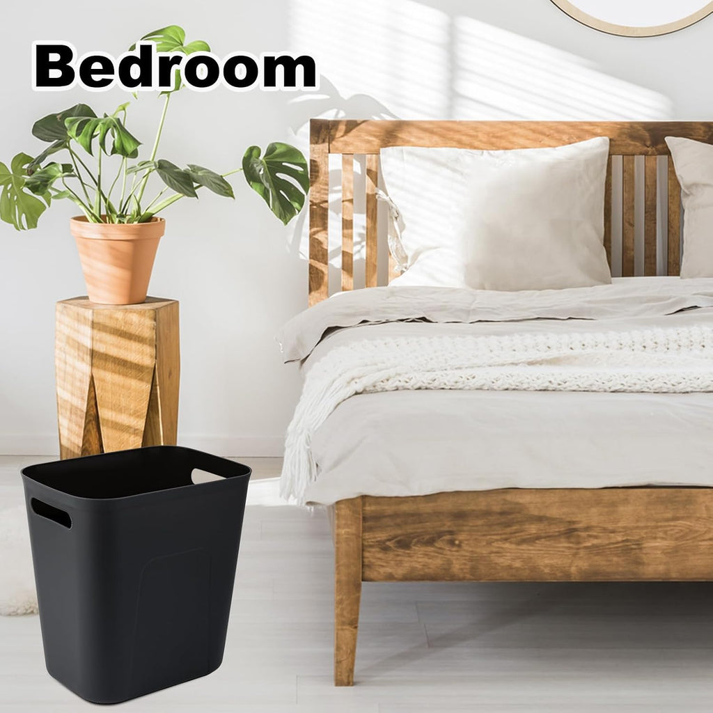 Small Bathroom Trash Can with Bags Garbage Can, Black+White+Dark Grey