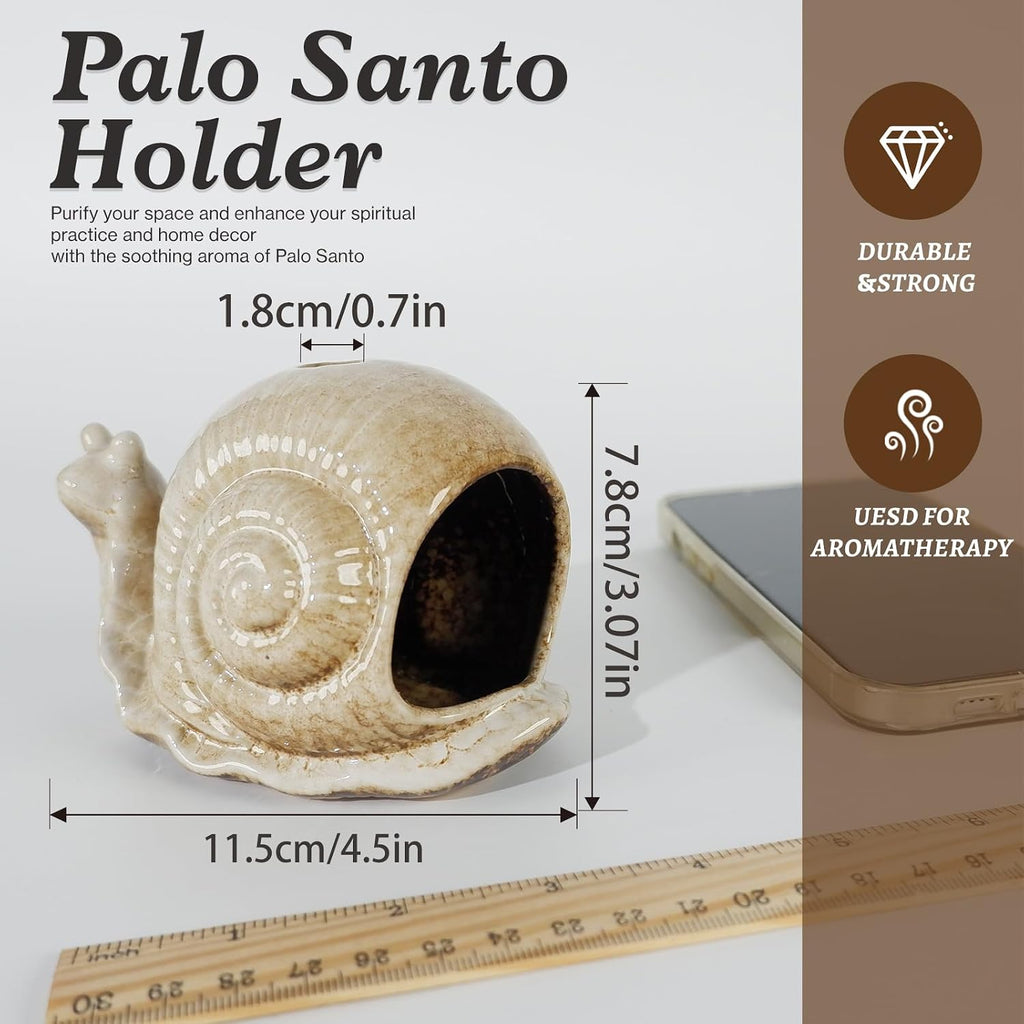 MOUGIGI Handmade Ceramic Snail Palo Santo Holder Chiminea Incense Dish