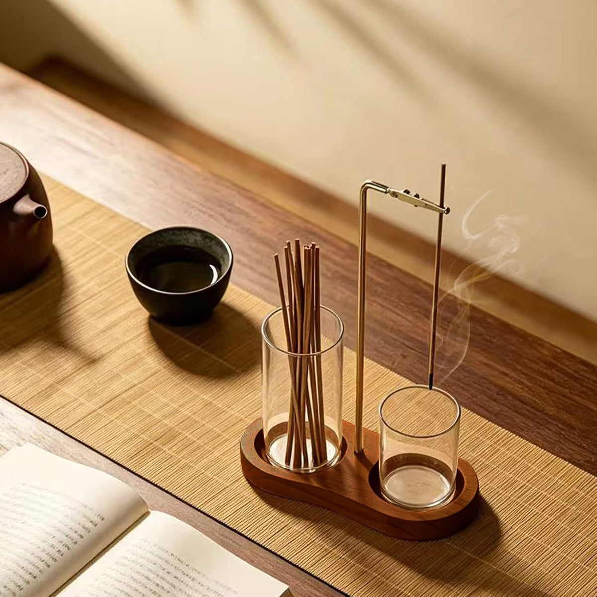 All-in-One Clear Incense Burner Holder for Sticks with Ash Catcher,Glass