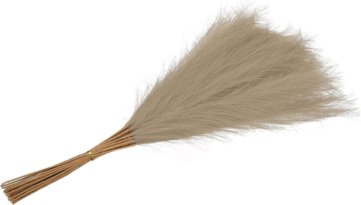 PATIKIL 21.7in Pampas Grass Decor, 30pcs Artificial Pampas Grass Bulk Fluffy Faux Pampas Grass Small Dried, Brown