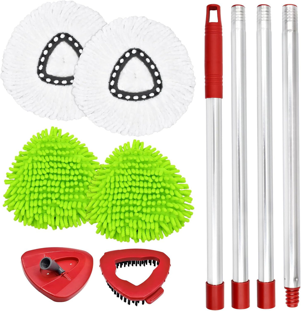 7 Pack Mop Heads Spin Mop Handle Scrub Brush Base Set for O-Cedar Easywring
