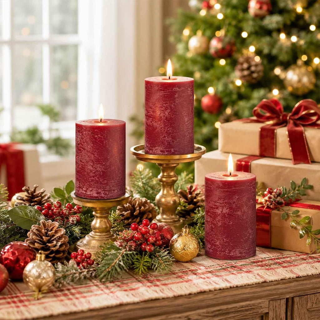 Red Pillar Candles 6 Pack, 2.8 x 4 Inch Unscented Soy Wax Candles
