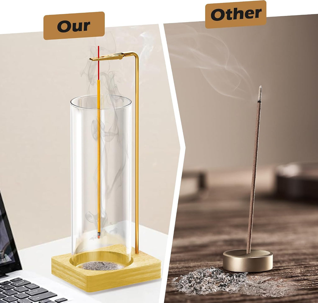 HzTinT Incense Holder for Sticks, Anti-Ash Flying Wooden Incense Burner