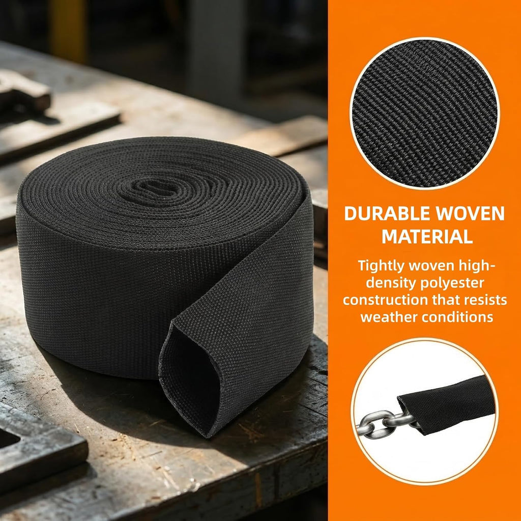 Cididu Protective Hose Sleeve 19.7 Ft, Anchor Chain Cover with Zip Ties, Black Polyester Hydraulic Wrap Cable Cutting Wire Sheath Sleeve for Welding Tig Torch Hydraulic Hose Rope (1.57 Inch ID)