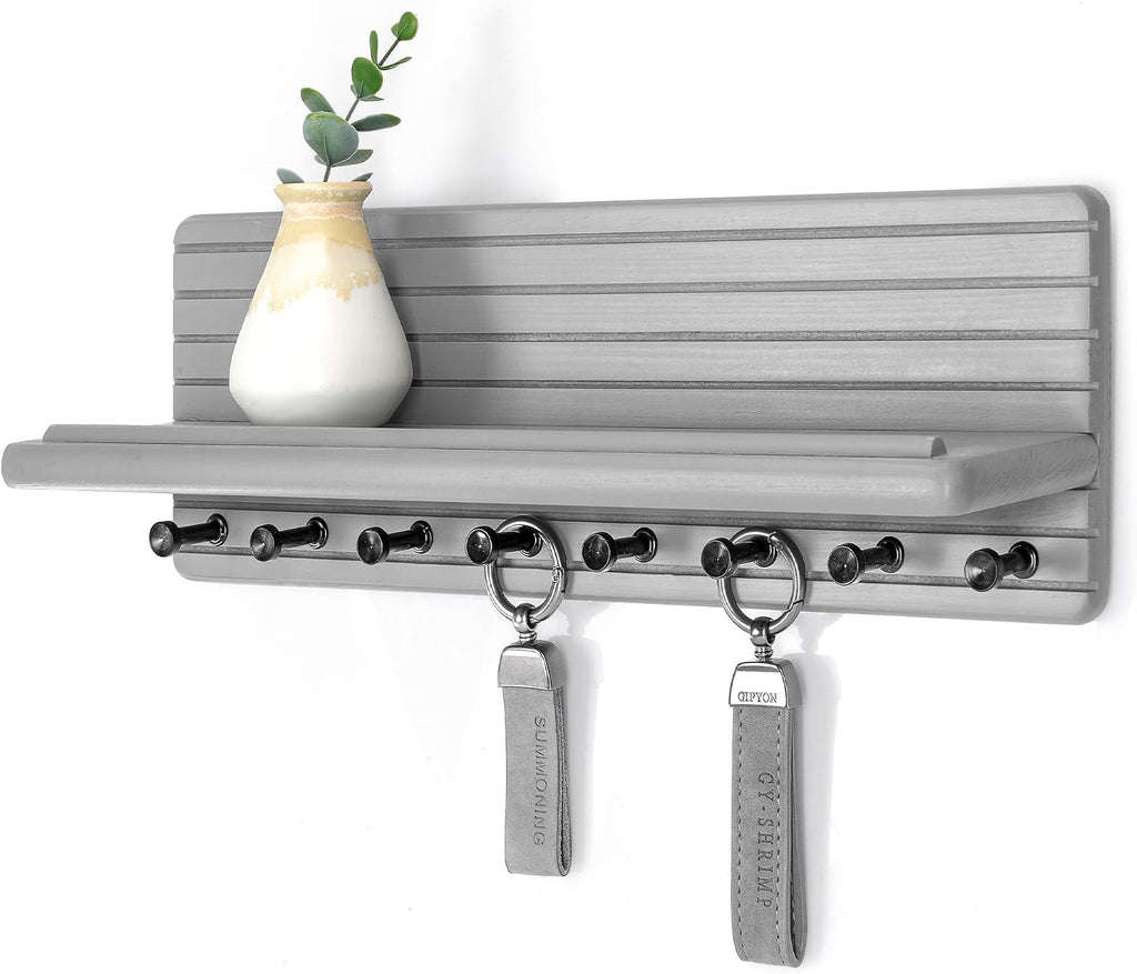 Rebee Vision Key Holder Wall Mount with Round Corner for Entryway, Gray