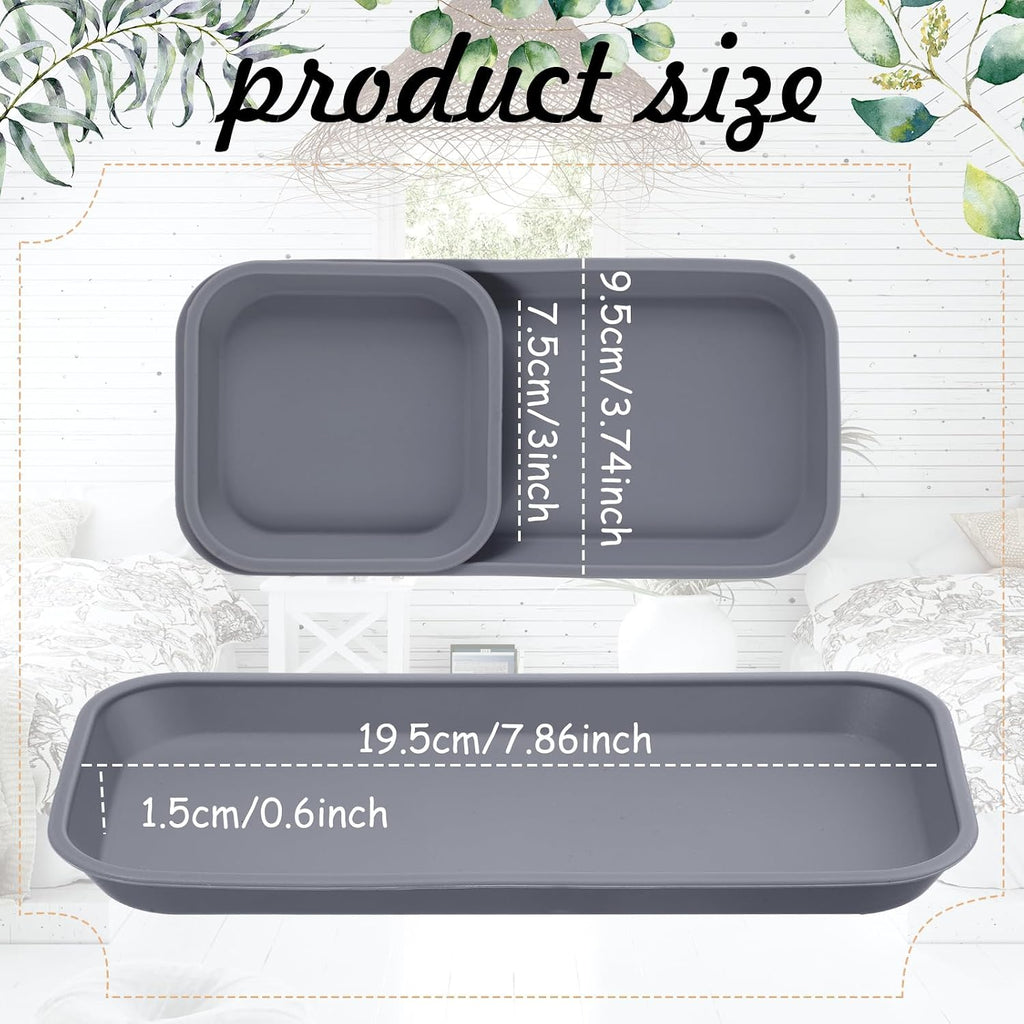Wenqik 6 Pcs Mini Silicone Vanity Tray Bathroom Counter, Dark Gray