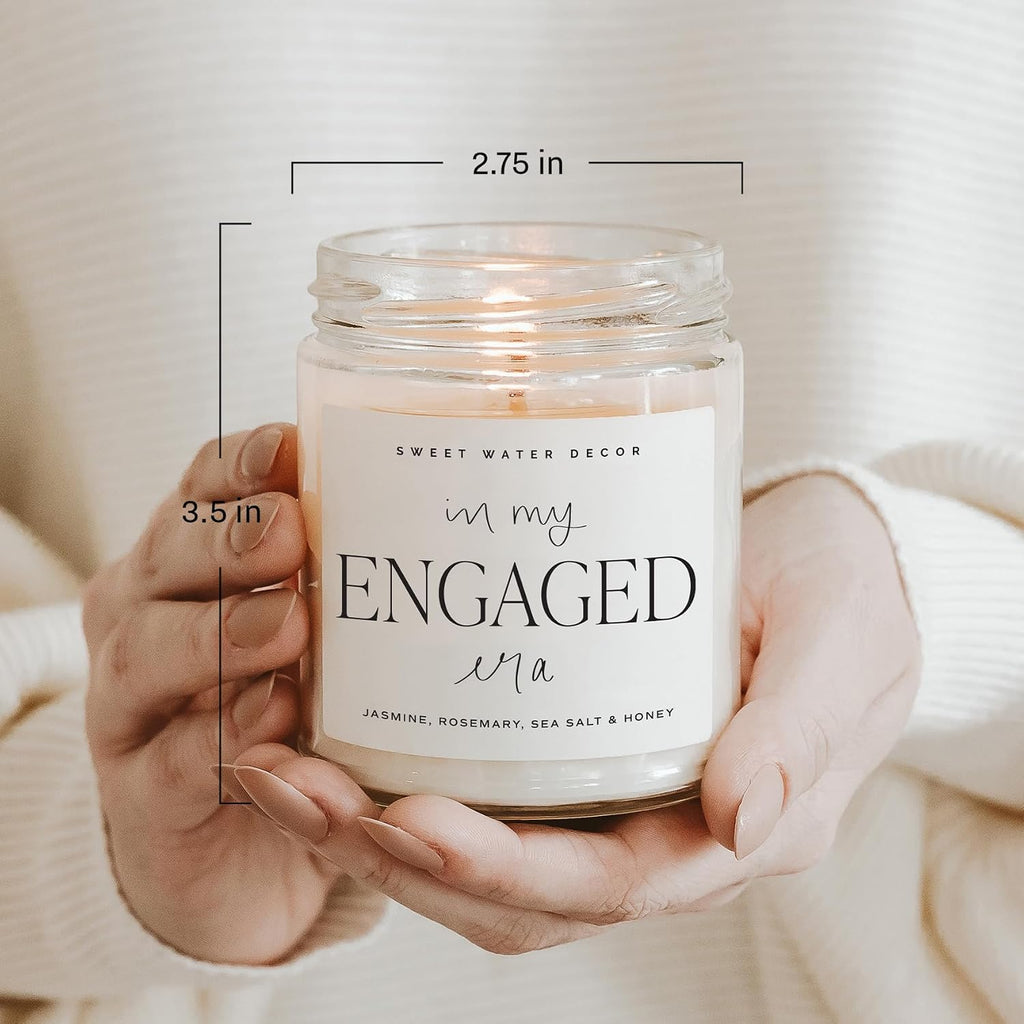 Sweet Water Decor in My Engaged Era Candle - Engagement and Bridal Shower Gifts for Woman - 9 oz Soy Candle in Clear Jar with 40+ Hours Burn Time, Made in the USA