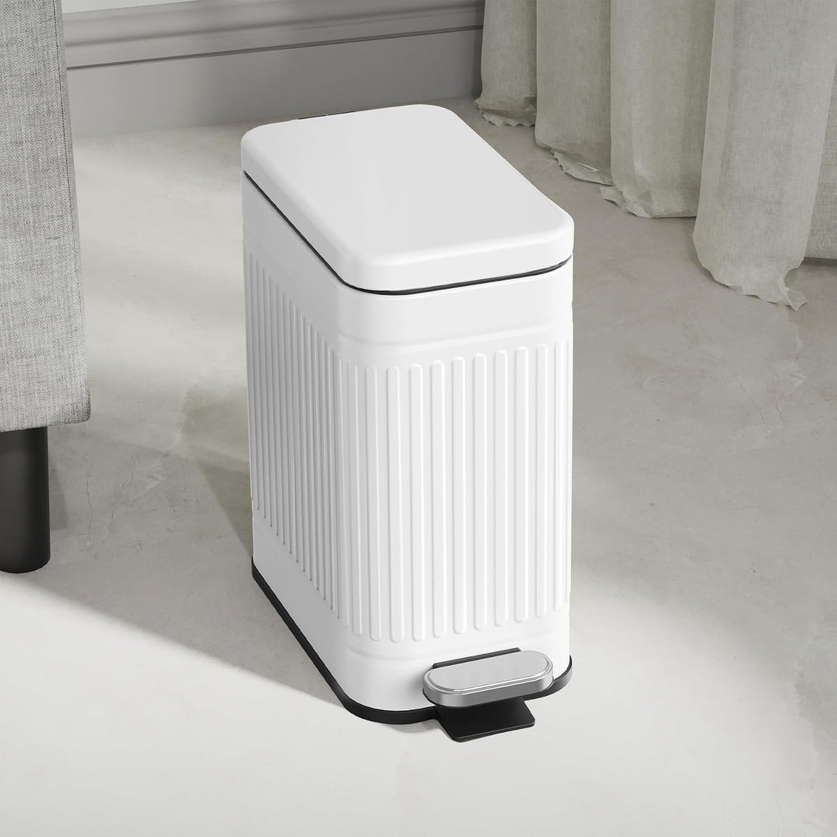 TrashAid 2.6 Gallons Small Bathroom Trash Can with Soft Close Lid, White