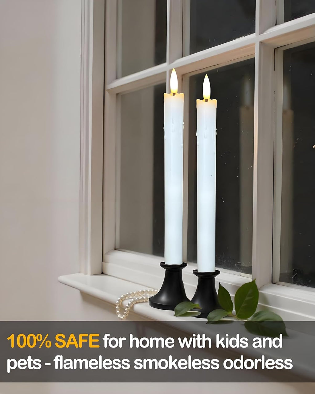 Gmnee 9.6" Taper Rechargeable Candles with Remote and Timer, White
