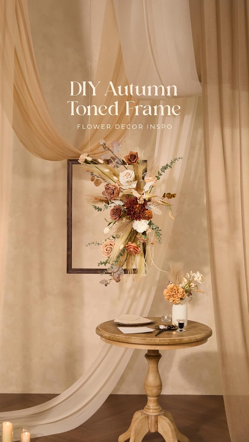 Ling's moment Artificial Wedding Fall Flowers Deluxe Combo, Boho & Nude